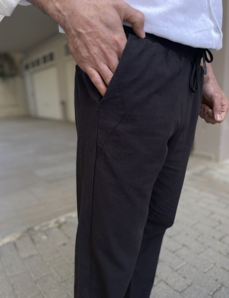 Marrakech ανδρικό μαύρο υφασμάτινο παντελόνι με λάστιχο PNT2099 φωτογραφία